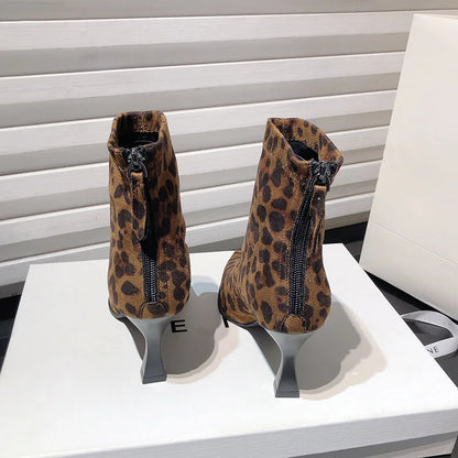 Laurens Calzature Stivaletti Donna Eleganti con Stampa Leopardata e Tacco Alto