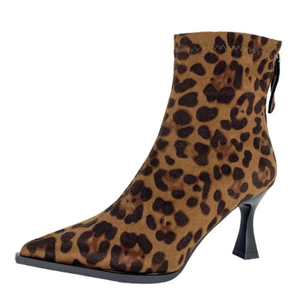 Laurens Calzature Stivaletti Donna Eleganti con Stampa Leopardata e Tacco Alto